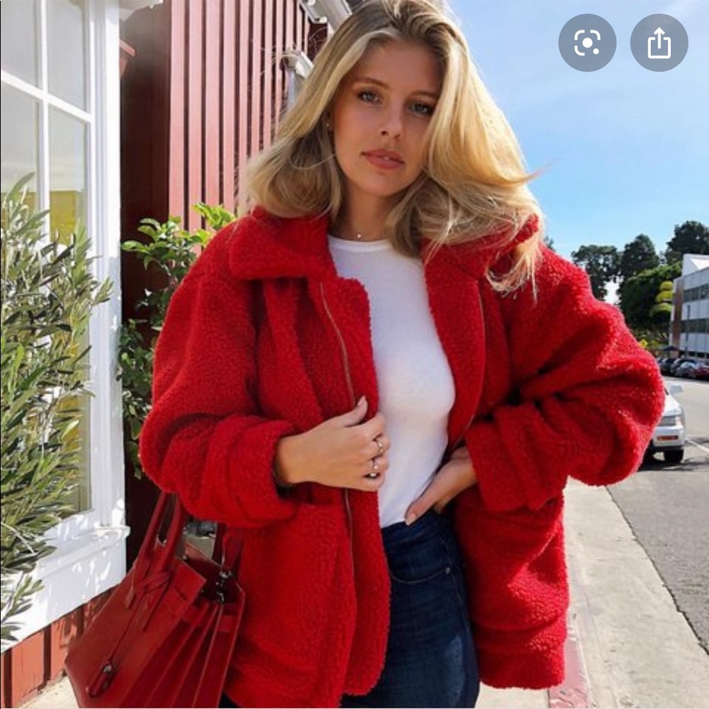 I AM GIA RED TEDDY BEAR JACKET